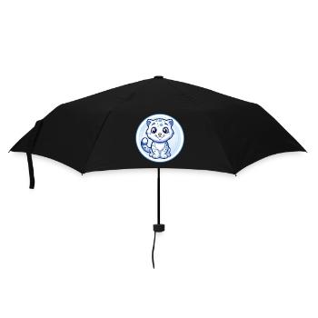 Léopard des neiges Bleu Kawaii Dessin animé Personnage Clipart - Parapluie standard - noir - Devant