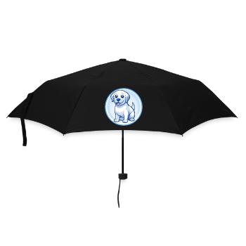 Labrador Retriever Hund Blau Kawaii Cartoon Haustier - Regenschirm (klein) - Schwarz - Vorne