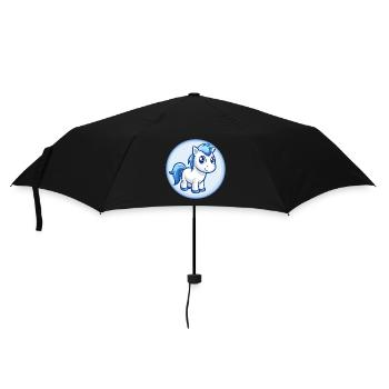 Pony Blue Kawaii Cartoon Character Clipart Pet - Umbrella (small) - black - Front