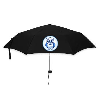 Owl Blue Cute Kawaii Cartoon Character Clipart Pet - Umbrella (small) - black - Front