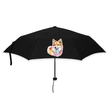 Islandhund Wasserfarben - Regenschirm (klein) - Schwarz - Vorne