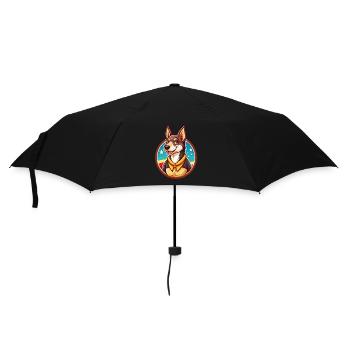 Australischer Kelpie Hund Lustiges Kawaii Cartoon Tier - Regenschirm (klein) - Schwarz - Vorne