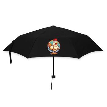 Poule mignon drôle Kawaii dessin animé Clipart animal de compagnie - Parapluie standard - noir - Devant