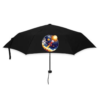 Fusée, astronaute, OVNI et planètes dans l’espace. - Parapluie standard - noir - Devant