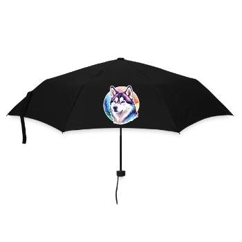 Siberian Husky Watercolors - Umbrella (small) - black - Front