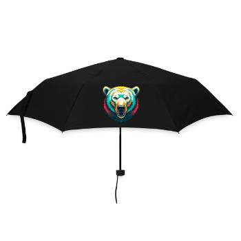 ours polaire mignon kawaii dessin animé clipart visage d’animal - Parapluie standard - noir - Devant