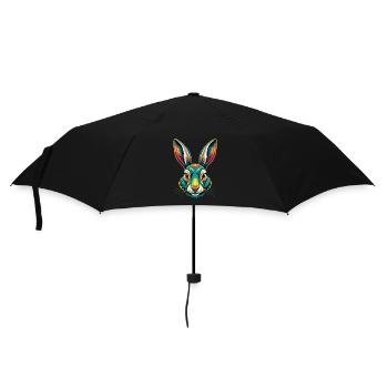 Kaninchen Niedlich Kawaii Cartoon Clipart Tier Gesicht - Regenschirm (klein) - Schwarz - Vorne