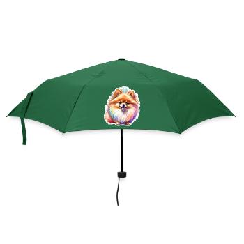 Pomeranian Zwergspitz Wasserfarben - Regenschirm (klein) - Flaschengrün - Vorne