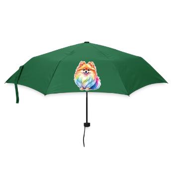 Pomeranian Zwergspitz Wasserfarben - Regenschirm (klein) - Flaschengrün - Vorne