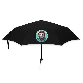 Bison Kawaii Cartoon Character Animal Pet Face - Umbrella (small) - black - Front