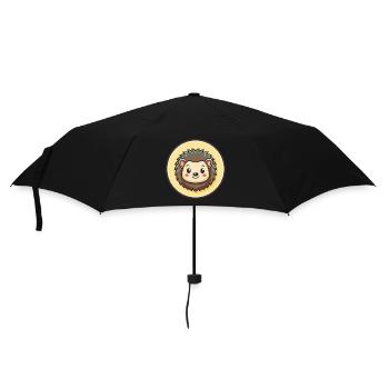 Igel Kawaii Cartoon Figur Tier Haustier Gesicht - Regenschirm (klein) - Schwarz - Vorne