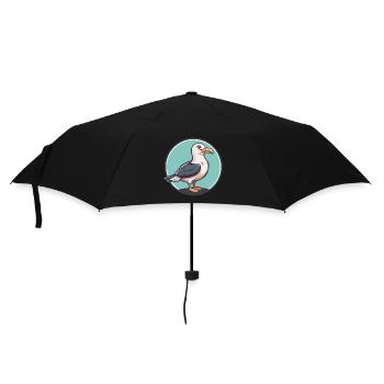 Seagull Kawaii Cartoon Character Animal Pet Face - Umbrella (small) - black - Front