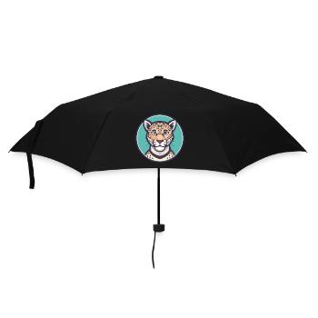 Leopard Kawaii Cartoon Character Animal Pet Face - Umbrella (small) - black - Front