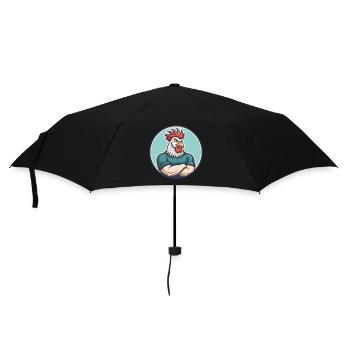 Rooster Kawaii Cartoon Character Animal Pet Face - Umbrella (small) - black - Front