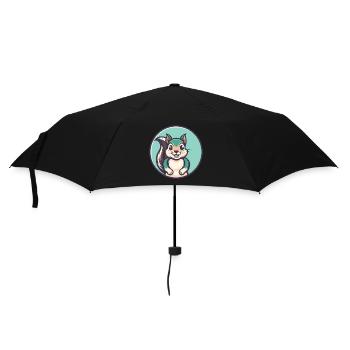 Eichhörnchen Kawaii Cartoon Figur Tier Haustier Gesicht - Regenschirm (klein) - Schwarz - Vorne