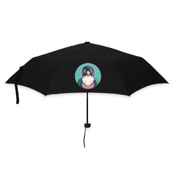 Falcon Kawaii Cartoon Character Animal Pet Face - Umbrella (small) - black - Front