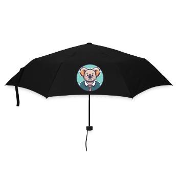 Koala Kawaii Cartoon Figur Tier Haustier Gesicht - Regenschirm (klein) - Schwarz - Vorne