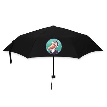 Pelican Kawaii Cartoon Character Animal Pet Face - Umbrella (small) - black - Front