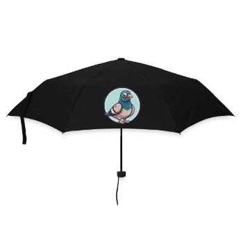 Taube Kawaii Cartoon Figur Tier Haustier Gesicht - Regenschirm (klein) - Schwarz - Vorne