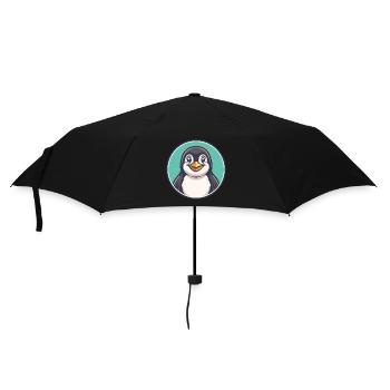 Penguin Kawaii Cartoon Character Animal Pet Face - Umbrella (small) - black - Front