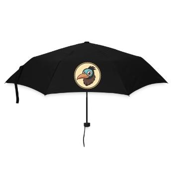 Crow Kawaii Cartoon Character Animal Pet Face - Umbrella (small) - black - Front