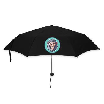 Pavian Kawaii Cartoon Figur Tier Haustier Gesicht - Regenschirm (klein) - Schwarz - Vorne