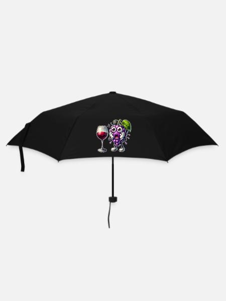 Lustiges Wein Trauben Design - Regenschirm (klein) - Schwarz