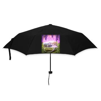Zauberhafte Begegnung im Blütengarten - Regenschirm (klein) - Schwarz - Vorne
