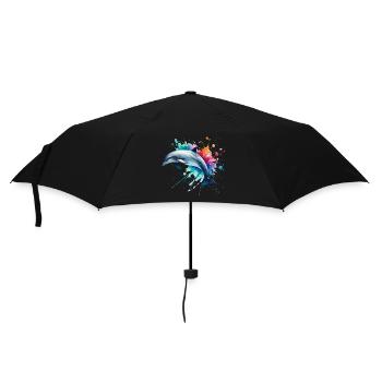 Vibrant dolphin in watercolor ,ocean - Umbrella (small) - black - Front