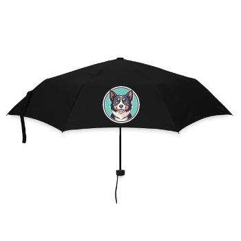 Aidi chien race dessin animé Kawaii Clipart Illustration - Parapluie standard - noir - Devant