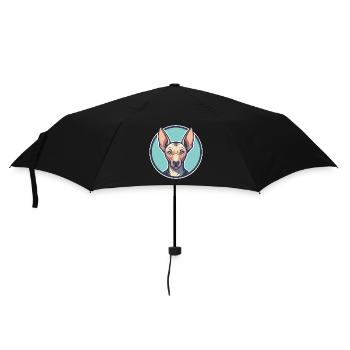 Afrikanische haarlose Hunderasse Cartoon Kawaii Clipart - Regenschirm (klein) - Schwarz - Vorne