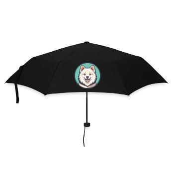 Esquimau américain race de chien dessin animé Kawaii Clipart - Parapluie standard - noir - Devant