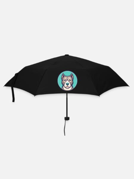 Amerikanischer Pitbull Terrier Hunderasse Karikatur Kawaii - Regenschirm (klein) - Schwarz