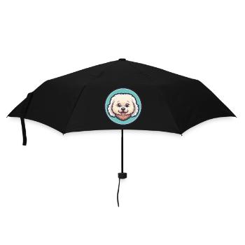 Bichon frisé chien race dessin animé Kawaii Clipart animal de compagnie - Parapluie standard - noir - Devant