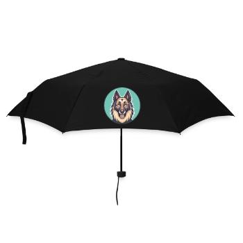 Belgian Tervuren Dog Breed Cartoon Kawaii Clipart - Umbrella (small) - black - Front