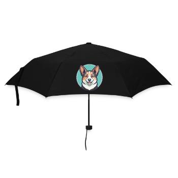 Corgi Chien Race Dessin animé Kawaii Clipart Animal de compagnie - Parapluie standard - noir - Devant