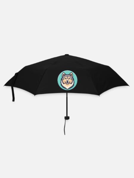 Eurasier Hund Rasse Bunt Karikatur Kawaii Clipart - Regenschirm (klein) - Schwarz
