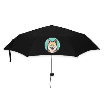 Spitz finlandais chien race dessin animé Kawaii Clipart animal de compagnie - Parapluie standard - noir - Devant