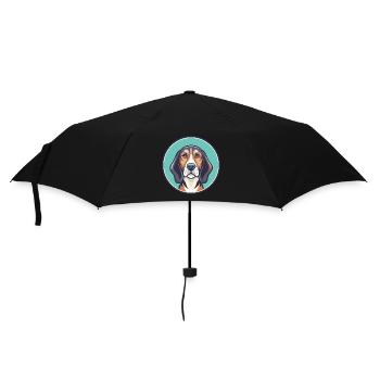 Finnish Hound Dog Breed Cartoon Kawaii Clipart Pet - Umbrella (small) - black - Front
