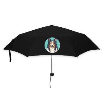 Chien de berger féroïen Chien Race Dessin animé Kawaii Clipart - Parapluie standard - noir - Devant