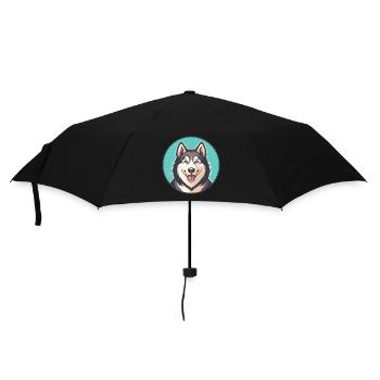 Husky Dog Breed Cartoon Kawaii Clipart Animal Pet - Umbrella (small) - black - Front
