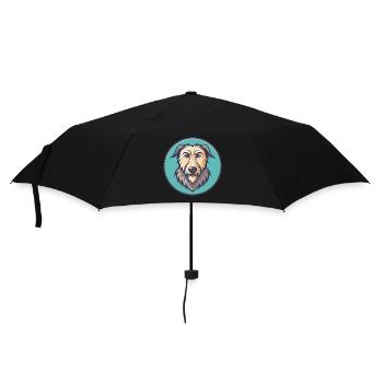 Irish Wolfhound Dog Breed Cartoon Kawaii Clipart - Umbrella (small) - black - Front