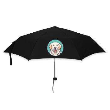 Kuvasz Ungarische Hunderasse Cartoon Kawaii Clipart - Regenschirm (klein) - Schwarz - Vorne