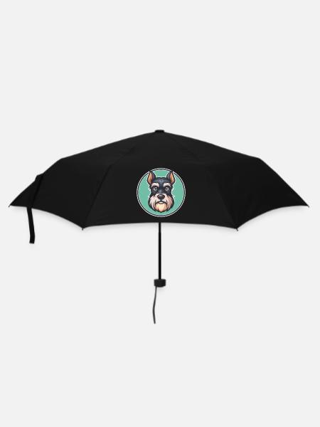 Miniatur Schnauzer Hund Rasse Lustige Karikatur Kawaii - Regenschirm (klein) - Schwarz