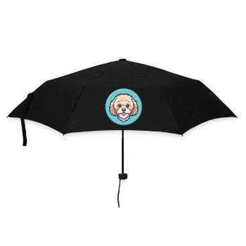 Maltipoo Hunderasse Bunte Karikatur Kawaii Clipart - Regenschirm (klein) - Schwarz - Vorne