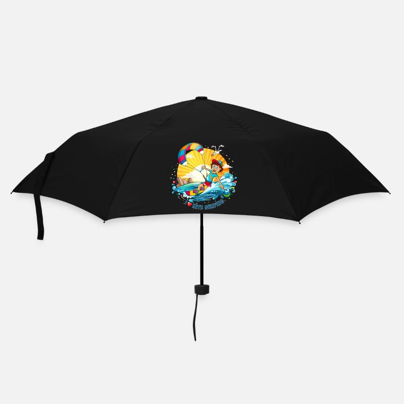 Bunte Illustration eines Kitesurfers - Regenschirm (klein) - Schwarz