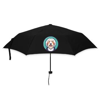 Vieux chien de berger anglais chien race dessin animé Kawaii animal de compagnie - Parapluie standard - noir - Devant