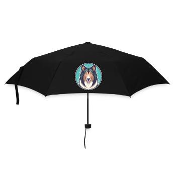 Rough Collie Dog Breed Cartoon Kawaii Clipart Pet - Umbrella (small) - black - Front