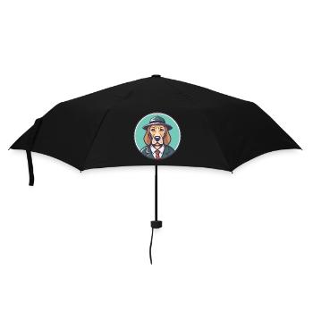 Detektiv Hund Hund Rasse Karikatur Kawaii Clipart Haustier - Regenschirm (klein) - Schwarz - Vorne