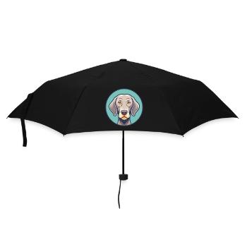 Weimaraner Hund Rasse Cartoon Kawaii Clipart Tier - Regenschirm (klein) - Schwarz - Vorne